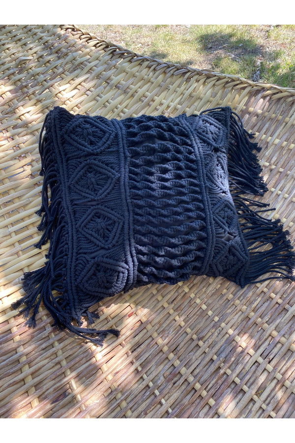 Macramé Kissen schwarz